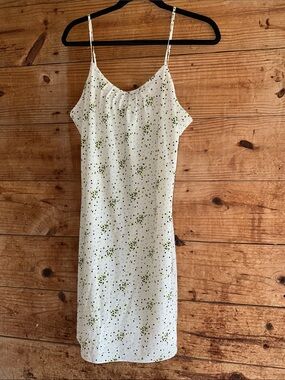 Vera Wang Slip Dress with Green & Black Polka Dot Print